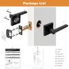 imageProbrico Privacy Black Door Handle Interior Lockset Heavy Duty Square Door Lever for Bedroom or Bathroom Reversible Keyless Slim Handleset Door Knob 10PackBlack