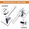 imageProbrico Privacy Black Door Handle Interior Lockset Heavy Duty Square Door Lever for Bedroom or Bathroom Reversible Keyless Slim Handleset Door Knob 10PackPolished Chrome