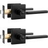 imageProbrico Privacy Black Door Handle Interior Lockset Heavy Duty Square Door Lever for Bedroom or Bathroom Reversible Keyless Slim Handleset Door Knob 10PackBlack