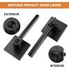 imageProbrico Privacy Black Door Handle Interior Lockset Heavy Duty Square Door Lever for Bedroom or Bathroom Reversible Keyless Slim Handleset Door Knob 10PackBlack