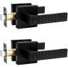 imageProbrico Privacy Black Door Handle NonSlip Grip Heavy Duty Interior Door Handles for Bathroom Bedroom with Lock Square Knob Lockset for Left and Right Handed Doors 5 PackBlack