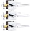 imageProbrico Privacy Door Handle Interior Heavy Duty Square Brushed Nickel Door Knobs for Bedroom Bathroom Reversible Keyless Door Lever Satin Nickel 10 PackPolished Chrome