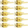 imageProbrico Privacy Door Handle Interior Heavy Duty Square Brushed Nickel Door Knobs for Bedroom Bathroom Reversible Keyless Door Lever Satin Nickel 10 PackGold