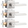 imageProbrico Privacy Door Handle Interior Heavy Duty Square Brushed Nickel Door Knobs for Bedroom Bathroom Reversible Keyless Door Lever Satin Nickel 10 PackBrushed Nickel