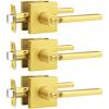 imageProbrico Privacy Door Handle Interior Heavy Duty Square Brushed Nickel Door Knobs for Bedroom Bathroom Reversible Keyless Door Lever Satin Nickel 10 PackGold