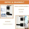 imageProbrico Satin Nickel Square Entry Levers Locksets and Single Cylinder Deadbolts Combination Set Heavy Duty Front Door Office Entrance Levers 3 Pack Keyed AlikeAll Same KeysBlack
