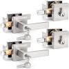 imageProbrico Satin Nickel Square Entry Levers Locksets and Single Cylinder Deadbolts Combination Set Heavy Duty Front Door Office Entrance Levers 3 Pack Keyed AlikeAll Same KeysBrushed Nickel
