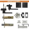 imageProbrico Satin Nickel Square Entry Levers Locksets and Single Cylinder Deadbolts Combination Set Heavy Duty Front Door Office Entrance Levers 3 Pack Keyed AlikeAll Same KeysBlack