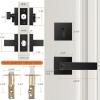 imageProbrico Satin Nickel Square Entry Levers Locksets and Single Cylinder Deadbolts Combination Set Heavy Duty Front Door Office Entrance Levers 3 Pack Keyed AlikeAll Same KeysBlack