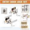imageProbrico Satin Nickel Square Entry Levers Locksets and Single Cylinder Deadbolts Combination Set Heavy Duty Front Door Office Entrance Levers 3 Pack Keyed AlikeAll Same KeysBrushed Nickel