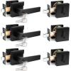 imageProbrico Satin Nickel Square Entry Levers Locksets and Single Cylinder Deadbolts Combination Set Heavy Duty Front Door Office Entrance Levers 3 Pack Keyed AlikeAll Same KeysBlack