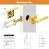 imageProbrico Square Gold Passage Door Handle Heavy Duty Brass Keyless Door Lever Lock for Hallway Closet Interior Door Knobs Lockset Slim Handed Levers 10 PackGold