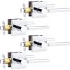 imageProbrico Square Gold Passage Door Handle Heavy Duty Brass Keyless Door Lever Lock for Hallway Closet Interior Door Knobs Lockset Slim Handed Levers 10 PackPolished Chrome