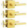 imageProbrico Square Gold Passage Door Handle Heavy Duty Brass Keyless Door Lever Lock for Hallway Closet Interior Door Knobs Lockset Slim Handed Levers 10 PackGold