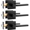 imageProbrico Square Gold Passage Door Handle Heavy Duty Brass Keyless Door Lever Lock for Hallway Closet Interior Door Knobs Lockset Slim Handed Levers 10 PackBlack