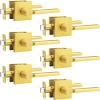imageProbrico Square Gold Passage Door Handle Heavy Duty Brass Keyless Door Lever Lock for Hallway Closet Interior Door Knobs Lockset Slim Handed Levers 10 PackGold