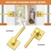 imageProbrico Square Gold Passage Door Handle Heavy Duty Brass Keyless Door Lever Lock for Hallway Closet Interior Door Knobs Lockset Slim Handed Levers 10 PackGold
