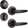 imageProbrico Straight Door Handleset Levers with Single Cylinder Deadbolts Combo Keyed Alike Entry Door Handles Lockset Reversible Door Knobs for Right ampamp Left Side Oil Rubbed Bronze 2 Pack