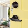 imageProbrico Straight Door Handleset Levers with Single Cylinder Deadbolts Combo Keyed Alike Entry Door Handles Lockset Reversible Door Knobs for Right ampamp Left Side Oil Rubbed Bronze 2 Pack