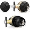 imageProbrico 6 Pack Flat Black Entry Door Knob Lock Set and Double Cylinder Deadbolt Combination Keyed Alike Handleset for Outside Gate and Front DoorBlack