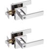 imageProbrico Brushed Gold Keyed Alike Entry Door Handle Knob Square Heavy Duty Satin Brass Door Lever Lockset Reversible for Exterior and Interior Doors 2 PackPolished Chrome
