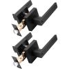 imageProbrico Brushed Gold Keyed Alike Entry Door Handle Knob Square Heavy Duty Satin Brass Door Lever Lockset Reversible for Exterior and Interior Doors 2 PackBlack