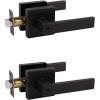 imageProbrico Brushed Gold Keyed Alike Entry Door Handle Knob Square Heavy Duty Satin Brass Door Lever Lockset Reversible for Exterior and Interior Doors 2 PackOil Rubbed Bronze