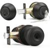 imageProbrico Entry Door Knob Lock Set and Double Cylinder Deadbolt Combination Set OilRubbed Bronze 3 Pack Keyed AlikeOil Rubbed Bronze