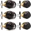 imageProbrico Oil Rubbed Bronze Door Knobs with Single Cylinder Deadbolts Exterior keyed Alike Handleset Combo Pack Lockset for Front Door and Outside Gate Set of 4Oil Rubbed Bronze