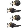 imageProbrico Straight Door Handleset Levers with Single Cylinder Deadbolts Combo Keyed Alike Entry Door Handles Lockset Reversible Door Knobs for Right ampamp Left Side Oil Rubbed Bronze 2 Pack