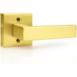 imageProbrico Brushed Gold Dummy Door Handle Interior Door Levers Square Single NonTurning Satin Brass Door Handles Hardware for French Door 10 PackGold