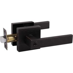 imageProbrico Brushed Gold Keyed Entry Door Handle Square Heavy Duty Satin Brass Entrance Door Lock Levers Reversible Lockset for Exterior and Interior Doors Different Keys 3 PackOil Rubbed Bronze