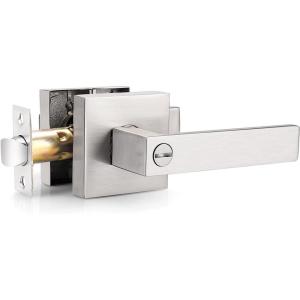 imageProbrico Gold Privacy Door Handle Lockset Heavy Duty Interior Door Lever for Bedroom Reversible Keyless Handleset Door Knob 10 PackBrushed Nickel