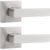 imageProbrico 2 Pack Half Dummy Levers in Satin Nickel NonTurning Function Door Handles SetSquare Bar Modern StyleSingle DummyUniversal HandingHeavy DutyBrushed Nickel