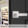 imageProbrico 2 Pack Half Dummy Levers in Satin Nickel NonTurning Function Door Handles SetSquare Bar Modern StyleSingle DummyUniversal HandingHeavy DutyBrushed Nickel