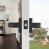 imageProbrico Black Door Handle with Different Keys Heavy Duty Flat Square Entry Door Lever Locks Reversible for Left and Right Handed Doors Door Levers Lockset for Interior and Exterior Doors 3 PackBlack