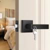 imageProbrico Black Door Handle with Different Keys Heavy Duty Flat Square Entry Door Lever Locks Reversible for Left and Right Handed Doors Door Levers Lockset for Interior and Exterior Doors 3 PackBlack