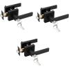 imageProbrico Black Door Handle with Different Keys Heavy Duty Flat Square Entry Door Lever Locks Reversible for Left and Right Handed Doors Door Levers Lockset for Interior and Exterior Doors 3 PackBlack