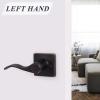 imageProbrico Decorative Inactive Left Handed Lever in Oil Rubbed Bronze Square Rosette Single Dummy Door Handle with a Traditional Wave Design for Interior Hall Closets or Pantry Doors 1 Pack