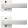 imageProbrico NonTurning HalfDummy Lever in Satin Nickel Stainless Steel Square Bar Single Dummy Lever Heavy Duty Handle for Closet Balcony Pantry or French DoorsExposed Screws 1 PackBrushed Nickel