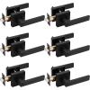 imageProbrico Square Keyed Alike Entry Levers Satin Nickel Heavy Duty Entrance Levers Door Locks Reversible Rectangle Levers for RightLeft Handed Doors 2 PackBlack