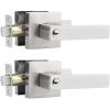 imageProbrico Square Keyed Alike Entry Levers Satin Nickel Heavy Duty Entrance Levers Door Locks Reversible Rectangle Levers for RightLeft Handed Doors 2 PackBrushed Nickel