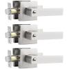 imageProbrico Square Keyed Alike Entry Levers Satin Nickel Heavy Duty Entrance Levers Door Locks Reversible Rectangle Levers for RightLeft Handed Doors 2 PackBrushed Nickel