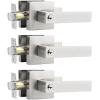 imageProbrico Square Keyed Alike Entry Levers Satin Nickel Heavy Duty Entrance Levers Door Locks Reversible Rectangle Levers for RightLeft Handed Doors 2 PackBrushed Nickel