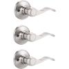 imageProbrico Wave Style Handle Dummy Leverset LeftRight Hand Door Knobs Satin Nickel FinishBrushed Nickel