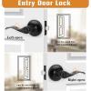 imageProbrico Wave Style Lever Handles Entrance Door Knobs Entry Door Locks Brushed NickelBlack