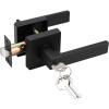 imageProbrico Black Door Handle with Different Keys Heavy Duty Flat Square Entry Door Lever Locks Reversible for Left and Right Handed Doors Door Levers Lockset for Interior and Exterior Doors 3 PackBlack
