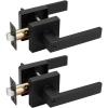imageProbrico Square Keyed Alike Entry Levers Satin Nickel Heavy Duty Entrance Levers Door Locks Reversible Rectangle Levers for RightLeft Handed Doors 2 PackBlack