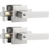 imageProbrico Square Keyed Alike Entry Levers Satin Nickel Heavy Duty Entrance Levers Door Locks Reversible Rectangle Levers for RightLeft Handed Doors 2 PackBrushed Nickel