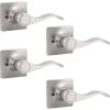 imageProbrico Wave Style RightHanded HalfDummy Levers for Hallway Closets or Pantry Doors Inactive Single Side Square Rosette Door Handles 2 Pack Satin Nickel4 Pack